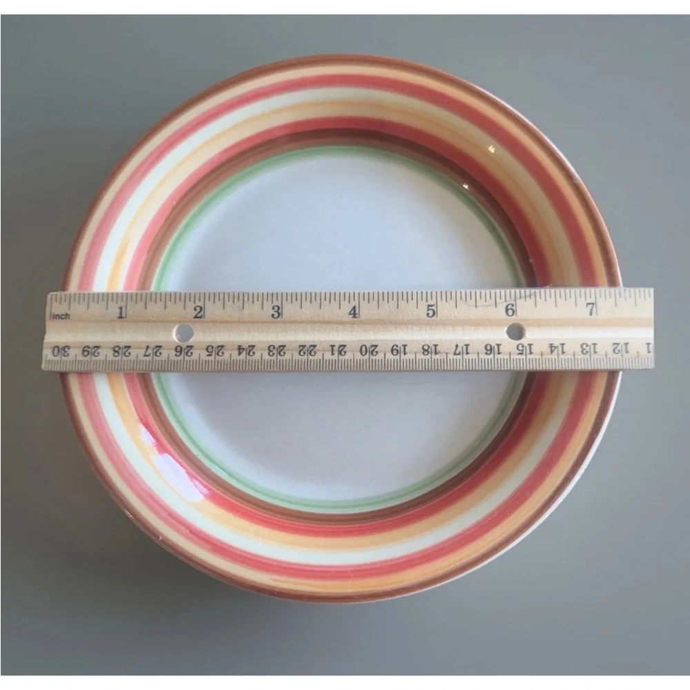 Pier 1 Sienna Stripes 7.5” Dessert Salad Appetizer Plates Set of 4 Pier One 4